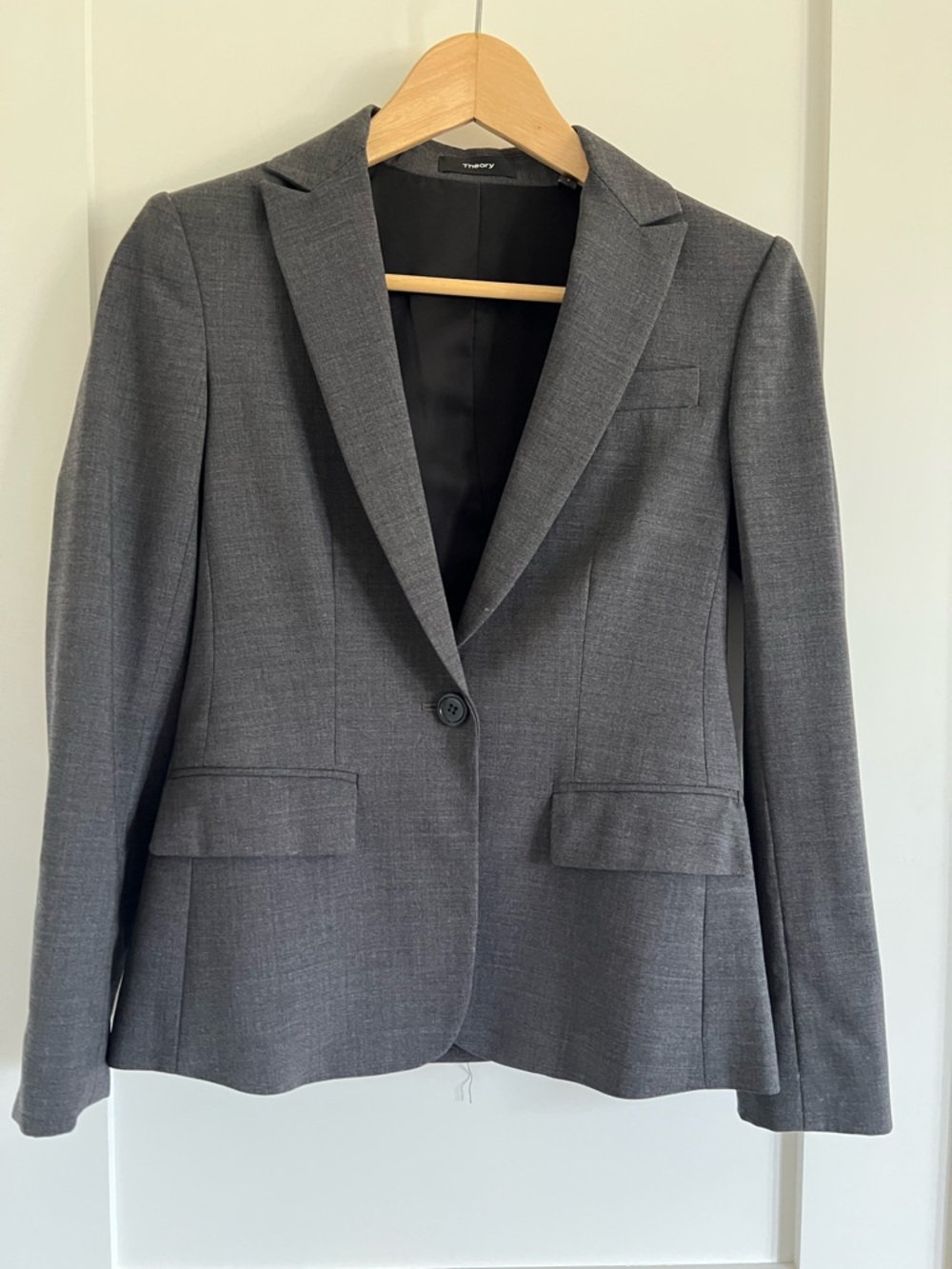 Theory Office Grey Single-Button Sevona Blazer